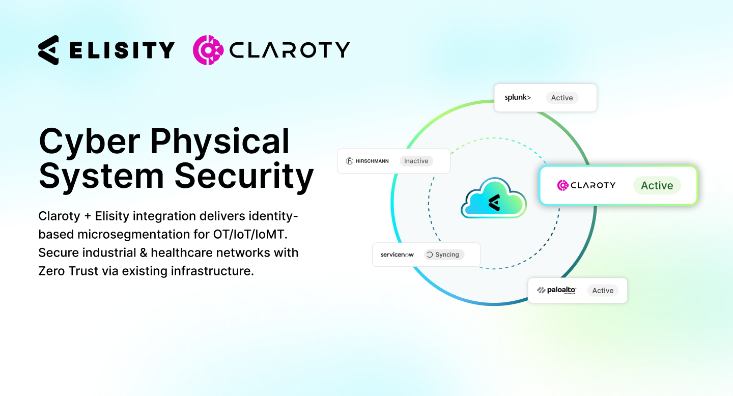 Elisity delivers identity-based microsegmentation for OT/IoT/IoMT with Zero Trust - on existing infrastructure.